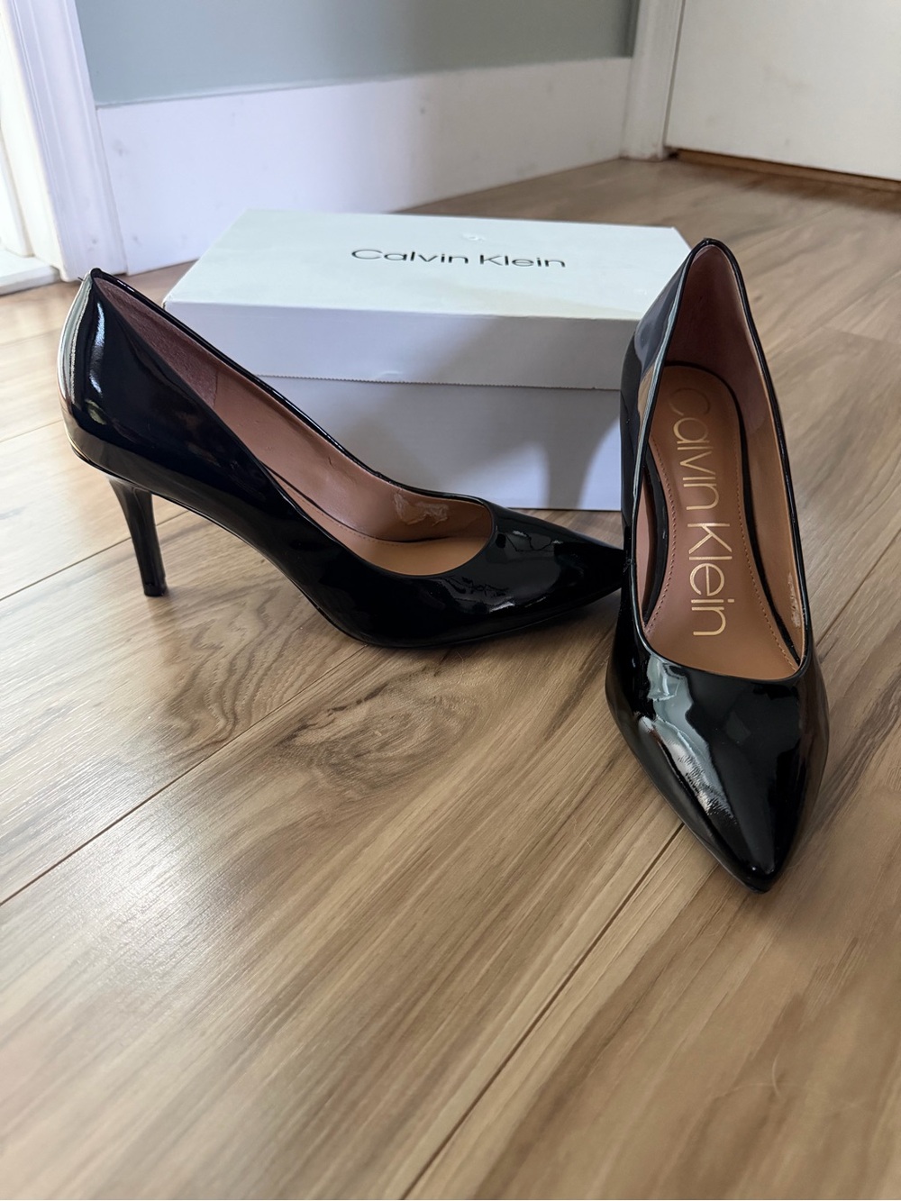 Calvin Klein Gayle Black Patent Pointed-Toe Pumps 8